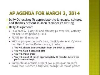 AP Agenda for March 3, 2014
