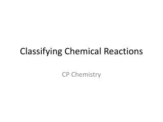 Classifying Chemical Reactions