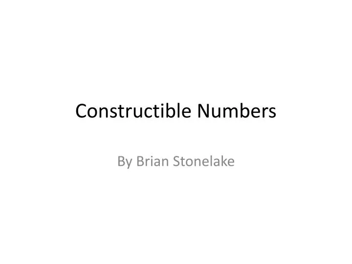 constructible numbers