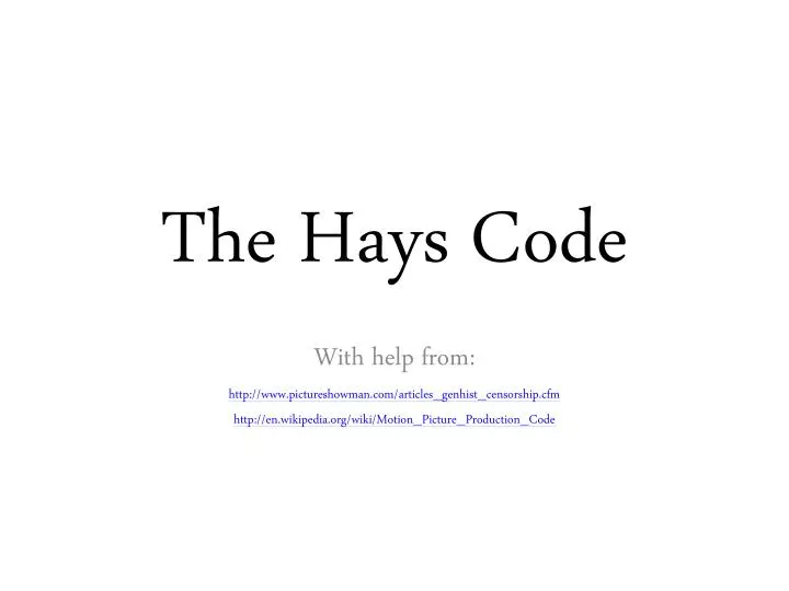 the hays code