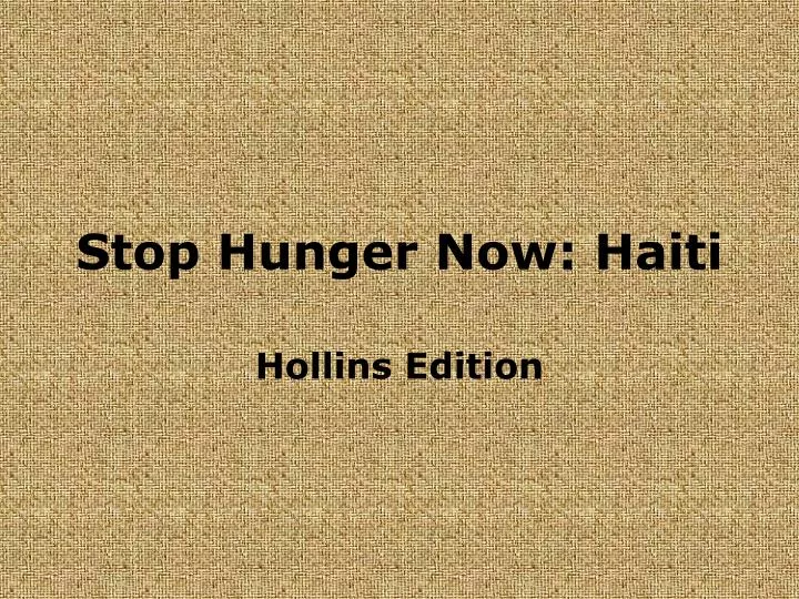 stop hunger now haiti