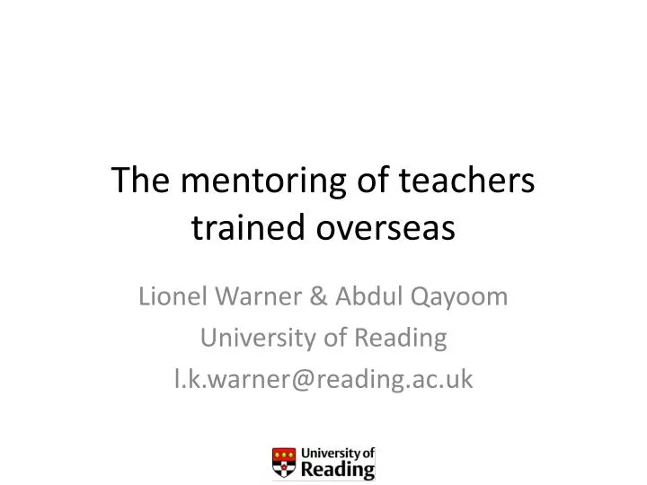 the mentoring of teachers trained overseas