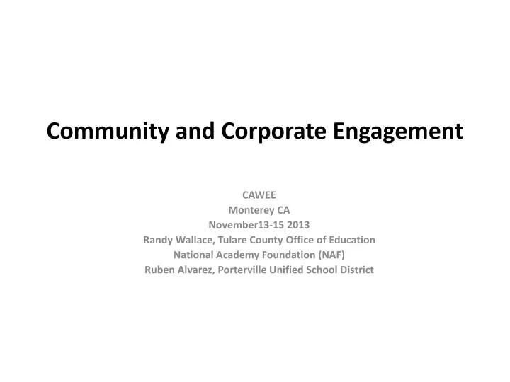 community and corporate engagement