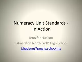 Numeracy Unit Standards - In Action