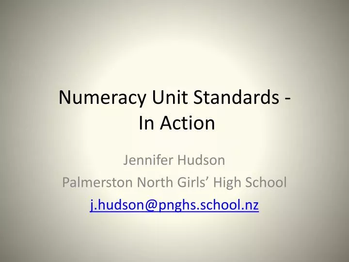 numeracy unit standards in action