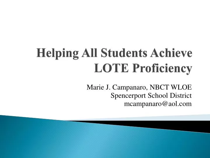 helping all students achieve lote proficiency