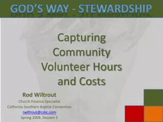 Capturing Community Volunteer Hours and Costs