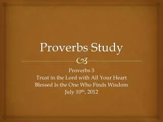 Proverbs Study