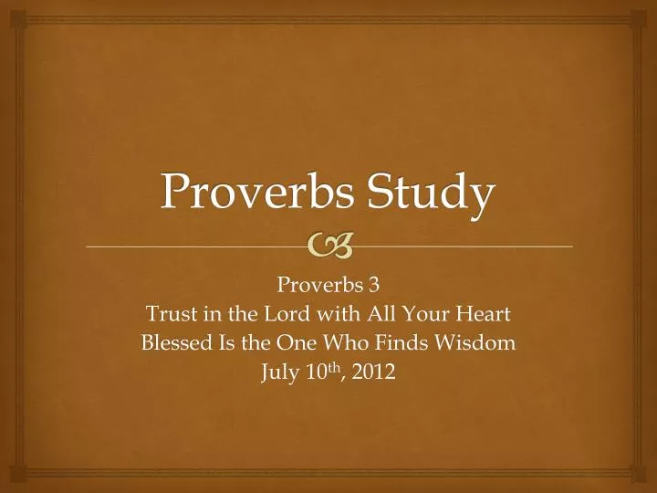 proverbs study