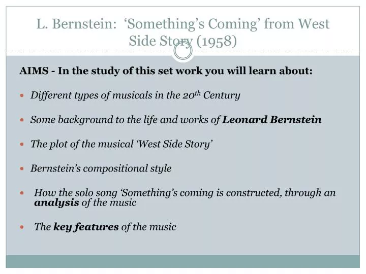 l bernstein something s coming from west side story 1958