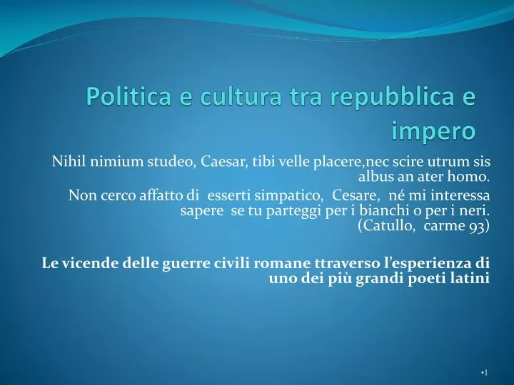 politica e cultura tra repubblica e impero