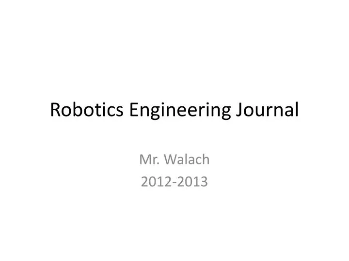 robotics engineering journal