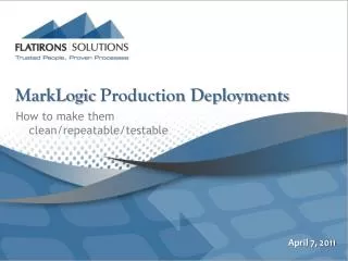 MarkLogic Production Deployments