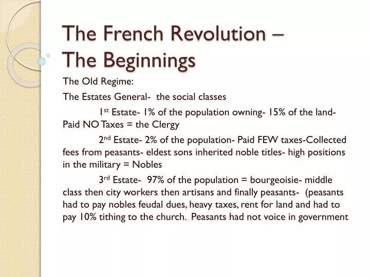 the french revolution the beginnings