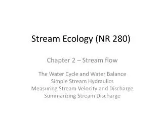 Stream Ecology (NR 280)