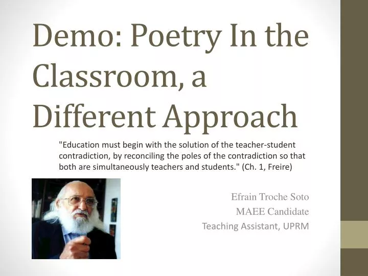 demo poetry in the classroom a different approach