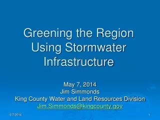 Greening the Region Using Stormwater Infrastructure