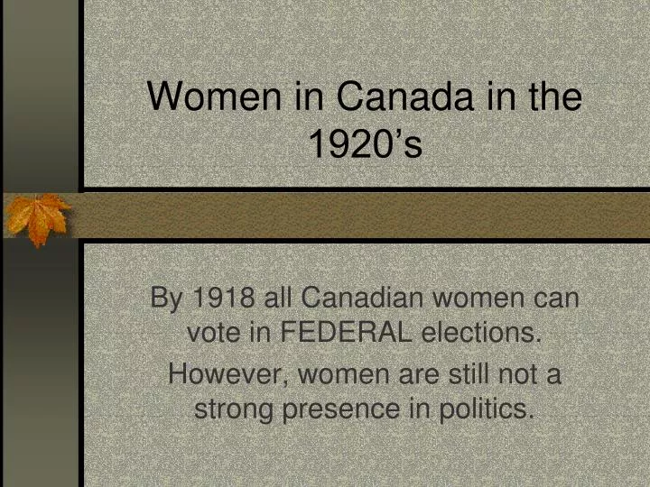 women in canada in the 1920 s