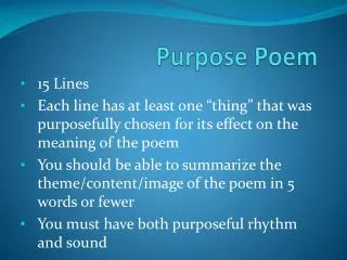 Purpose Poem