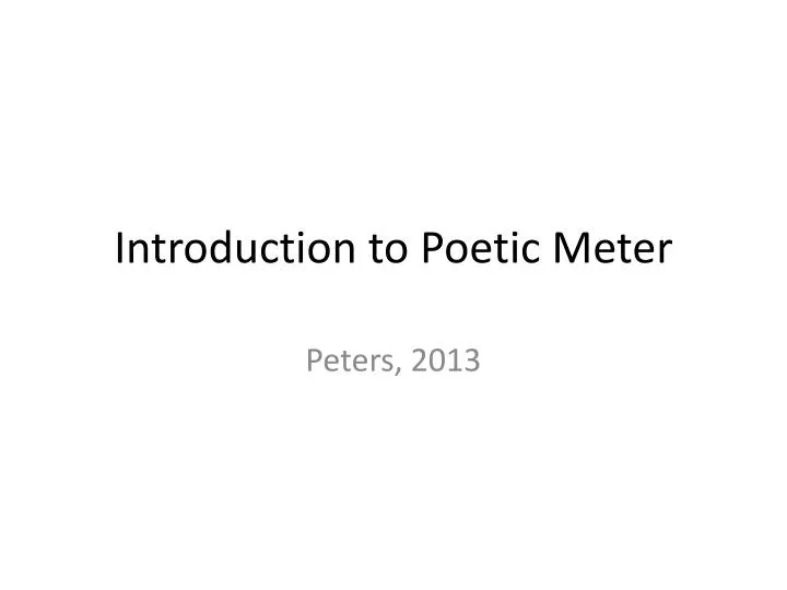 introduction to poetic m eter