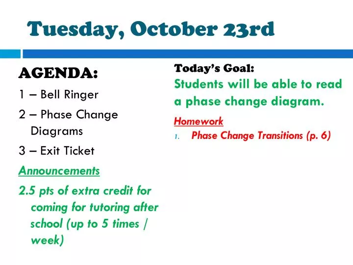 tuesday october 23rd