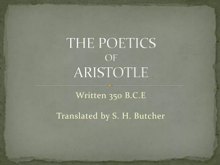the poetics of aristotle