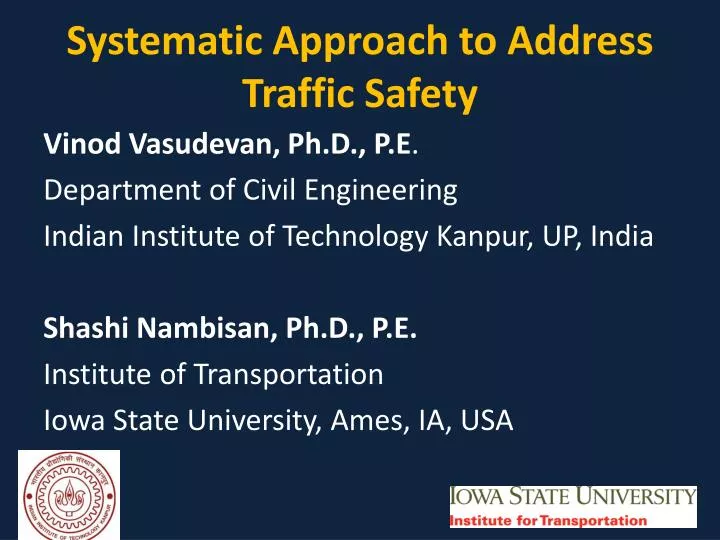 systematic approach to address traffic safety