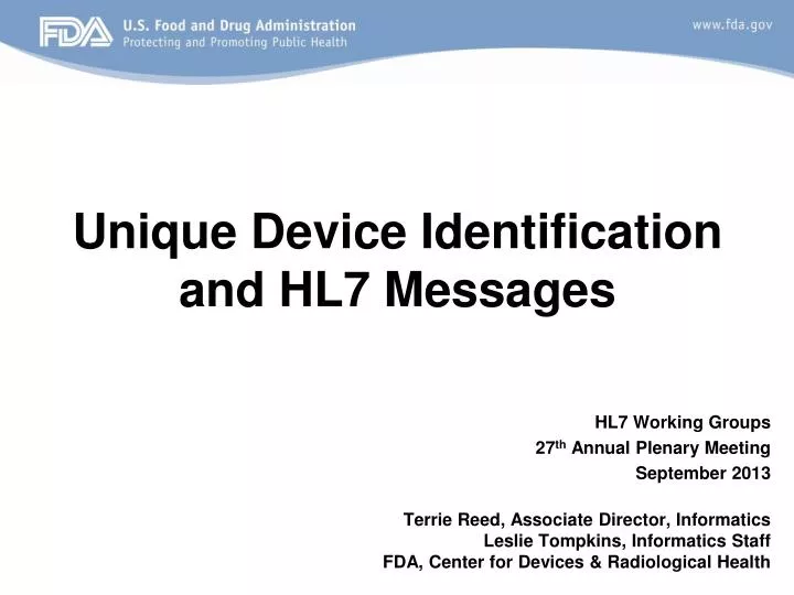 unique device identification and hl7 messages
