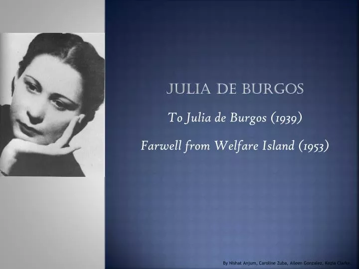 julia de burgos to julia de burgos 1939 farwell from welfare island 1953
