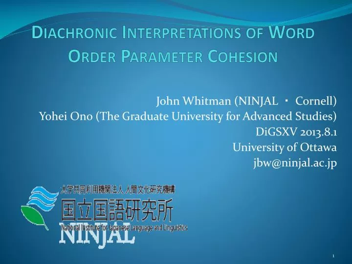 diachronic interpretations of word order parameter cohesion