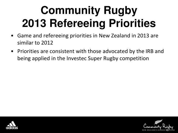 community rugby 2013 refereeing priorities