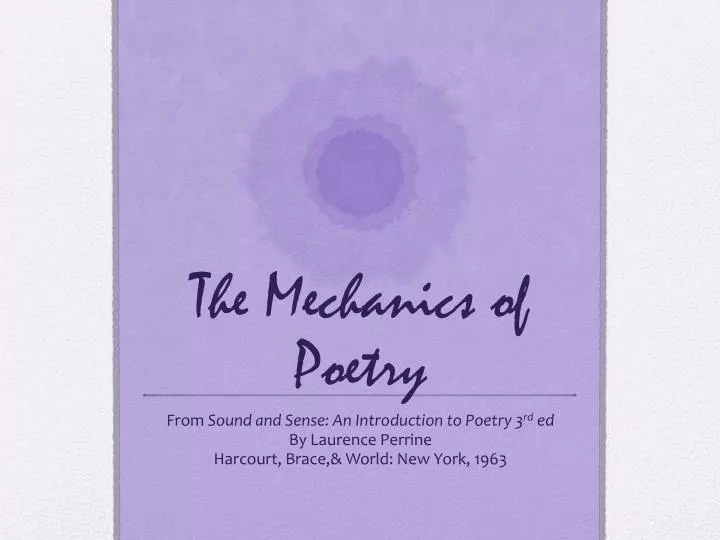 the mechanics of poetry
