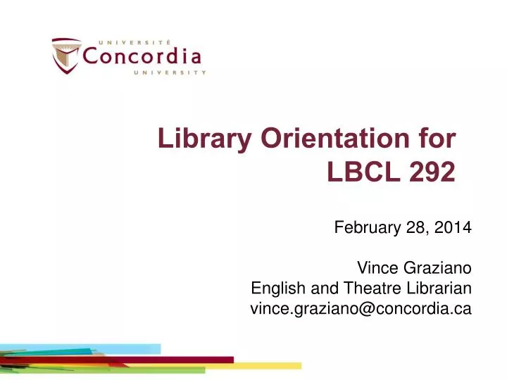 library orientation for lbcl 292