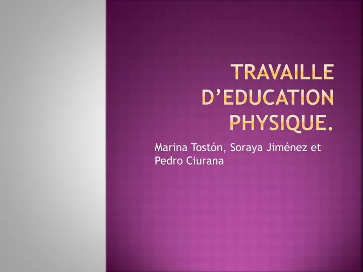 travaille d education physique