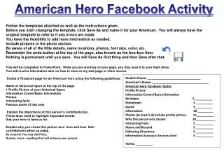 American Hero Facebook Activity