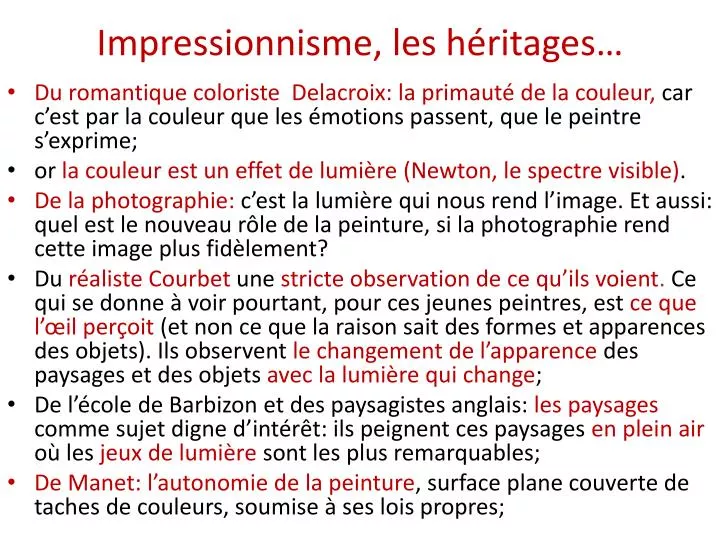 impressionnisme les h ritages