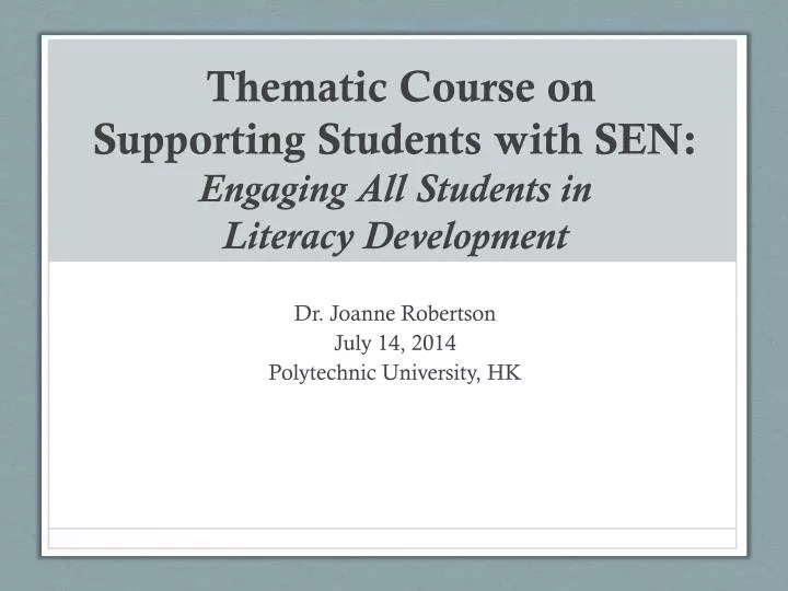 thematic course on supporting students with sen engaging all students in literacy development