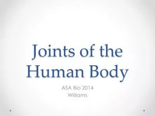 Joints of the Human Body