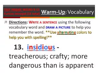 Warm-Up : Vocabulary