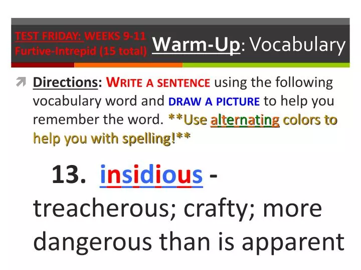 warm up vocabulary