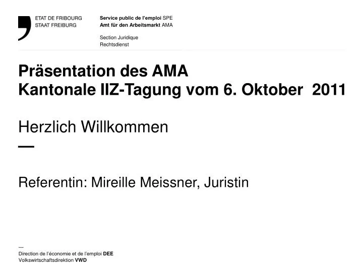 pr sentation des ama kantonale iiz tagung vom 6 oktober 2011 herzlich willkommen