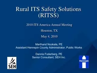 Rural ITS Safety Solutions (RITSS)