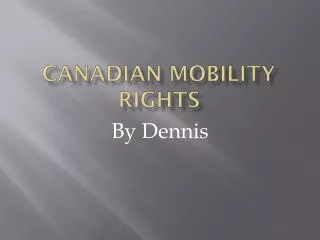 Canadian mobility rights