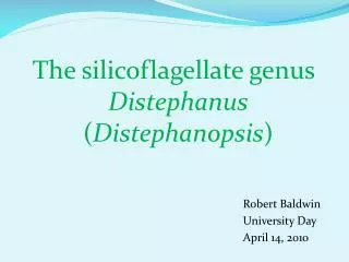 The silicoflagellate genus Distephanus ( Distephanopsis )