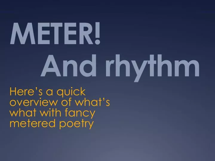 meter and rhythm