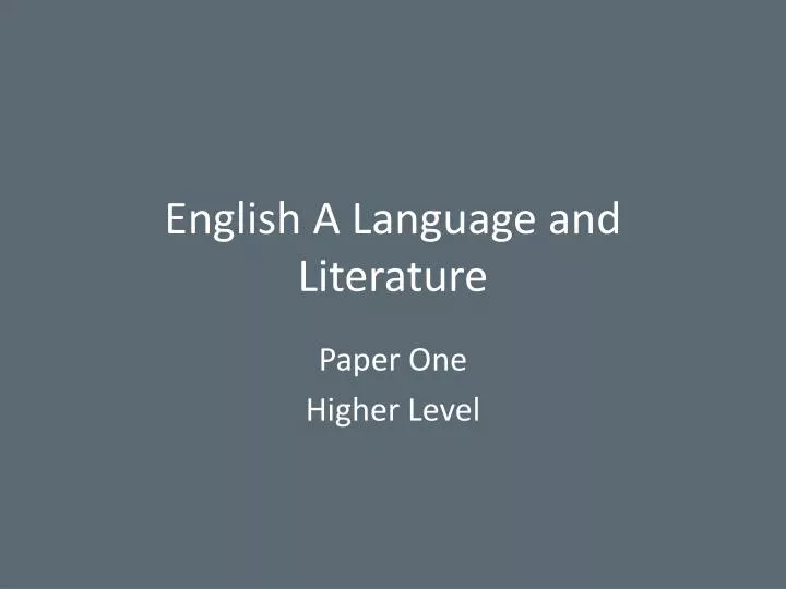 english a language and literature