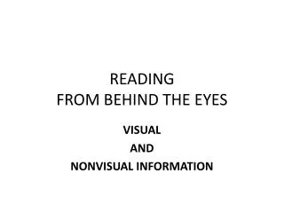 READING FROM BEHIND THE EYES