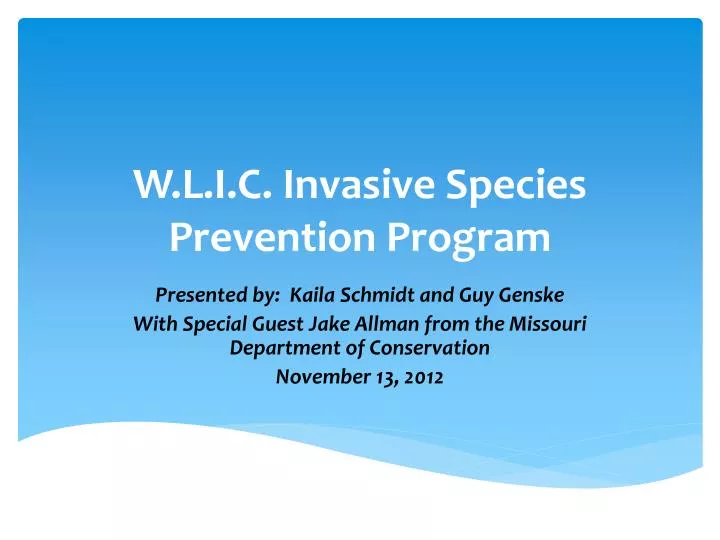 w l i c invasive species prevention program