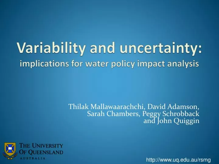 variability and uncertainty implications for water policy impact analysis