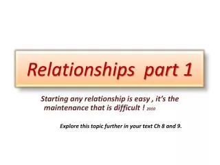 Relationships part 1